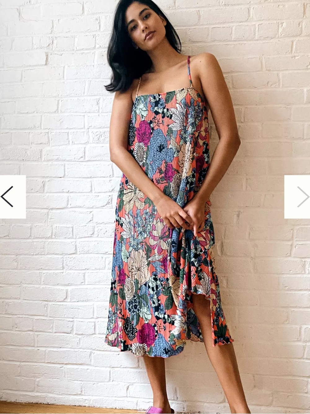 Anthropologie floral midi slip dress size S